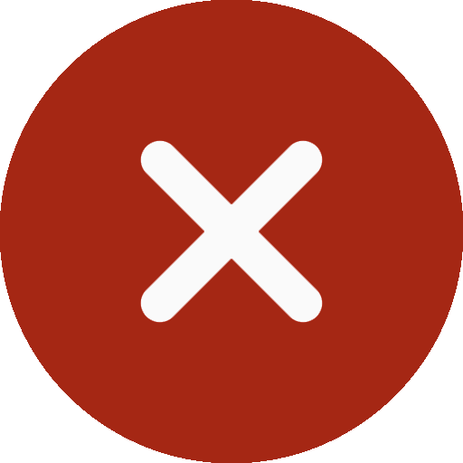 A red circle with a white "X" in the center, often used to signify a cancel or close action.